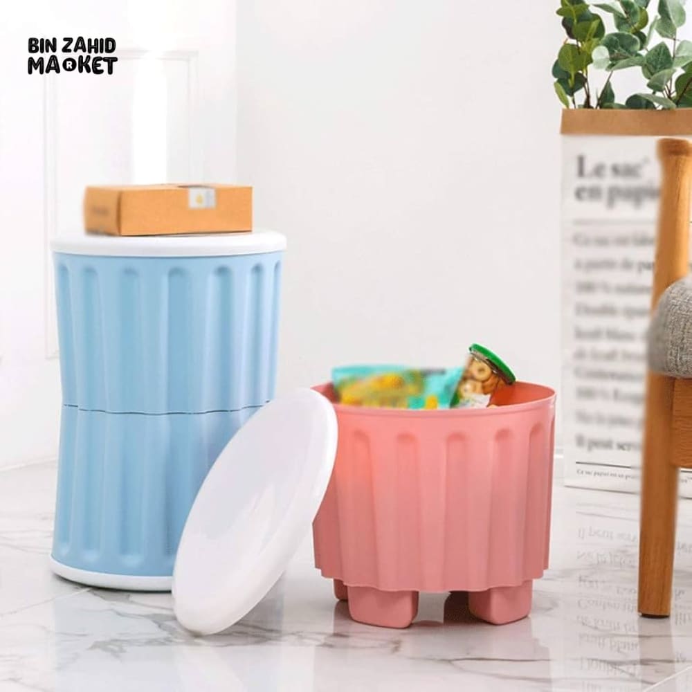2 PIECES PLASTIC STORAGE CHAIR OTTOMAN FURNITURE FOR LIVING ROOM