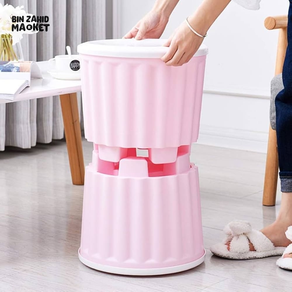 2 PIECES PLASTIC STORAGE CHAIR OTTOMAN FURNITURE FOR LIVING ROOM