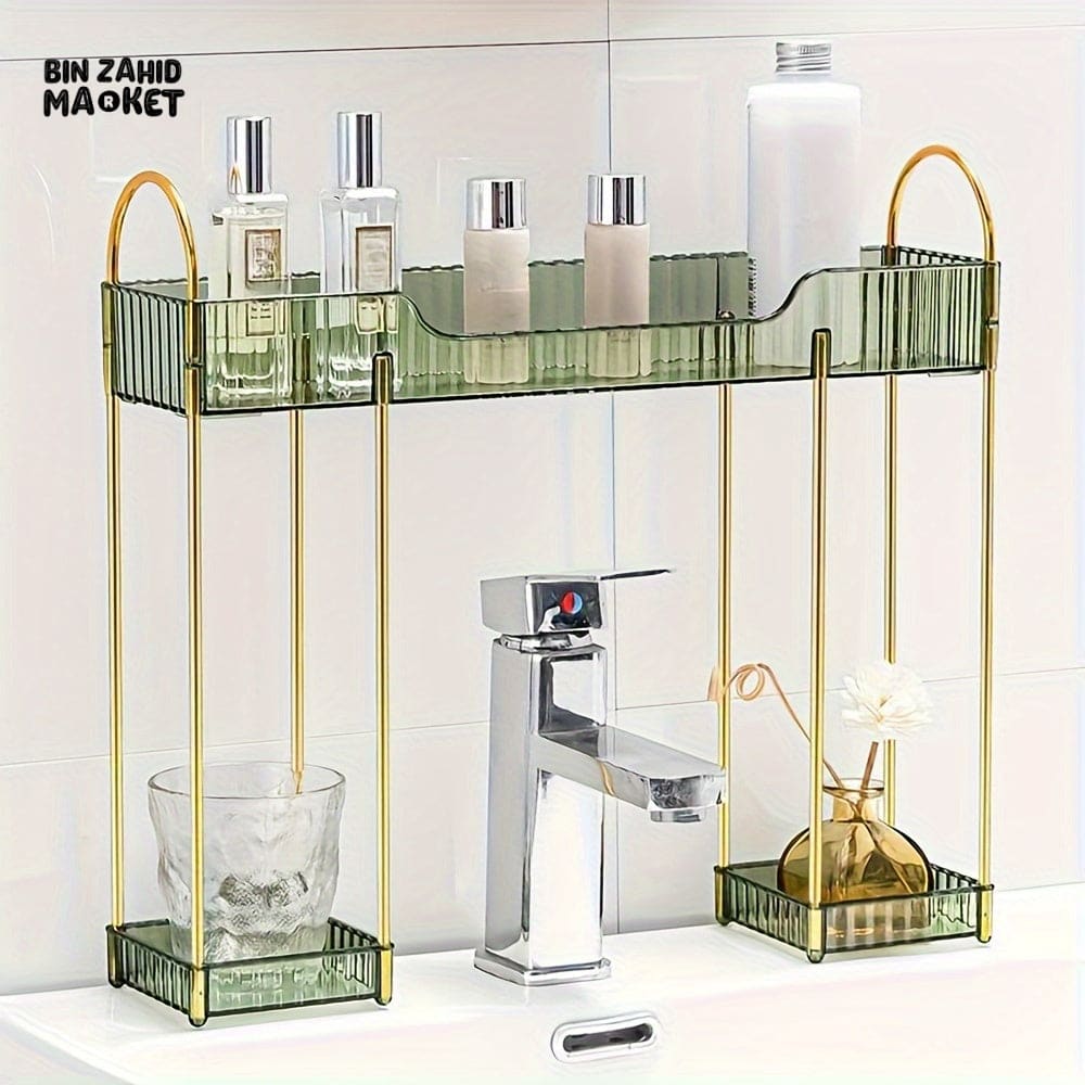 2-TIER BATHROOM ORGANIZER – VERSATILE PLASTIC COUNTERTOP SHELF FOR COSMETICS & TOILETRIES