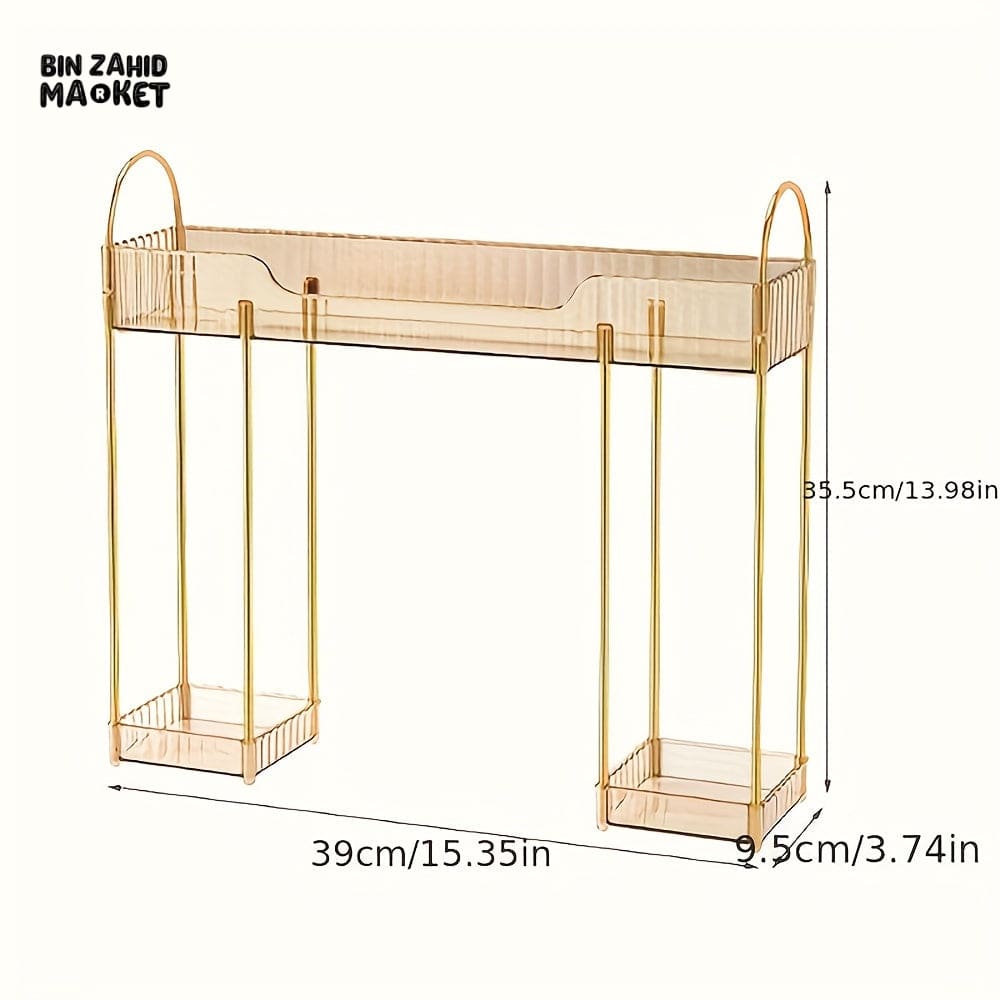 2-TIER BATHROOM ORGANIZER – VERSATILE PLASTIC COUNTERTOP SHELF FOR COSMETICS & TOILETRIES