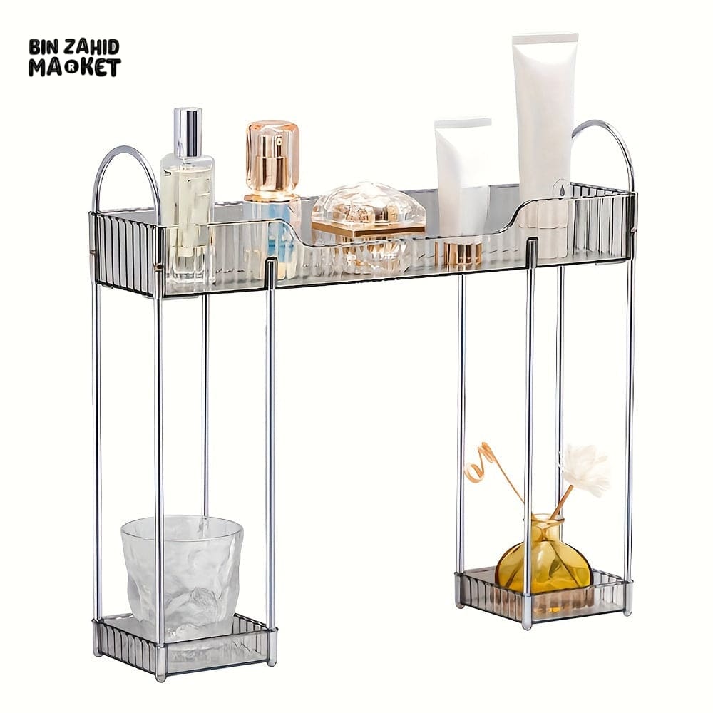 2-TIER BATHROOM ORGANIZER – VERSATILE PLASTIC COUNTERTOP SHELF FOR COSMETICS & TOILETRIES