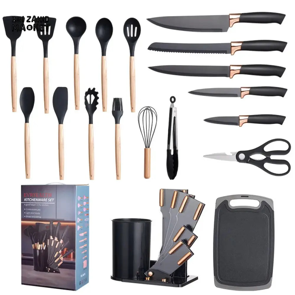 20 PIECES PREMIUM FOOD-GRADE SILICONE KITCHEN UTENSILS SET – NON-STICK HEAT-RESISTANT COOKING & BAKING TOOLS WITH SPOONS LADLES SPATULAS & PAN ACCESSORIES