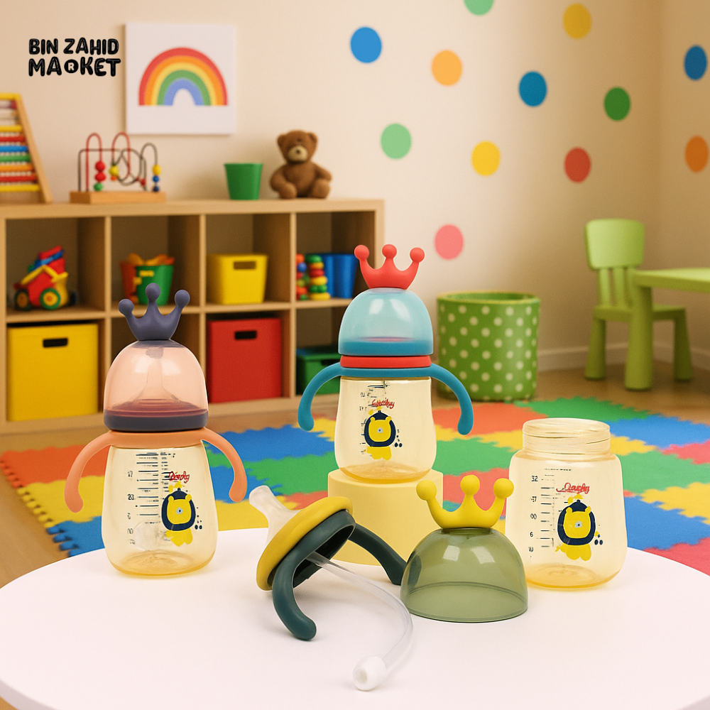 240ML CROWN SIPPY CUP WITH HANDLES – BPA FREE BABY FEEDING BOTTLE