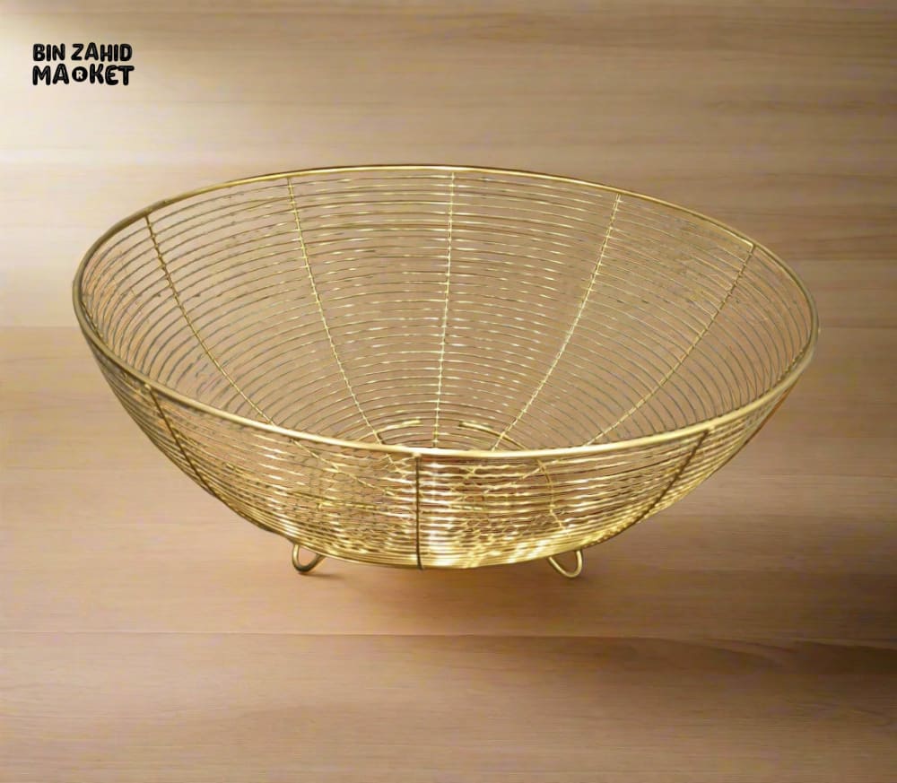 STAINLESS STEEL BASKETS FOR KITCHEN USE EASY TO USE FRUITS STORAGE BOWLS - GOLDEN