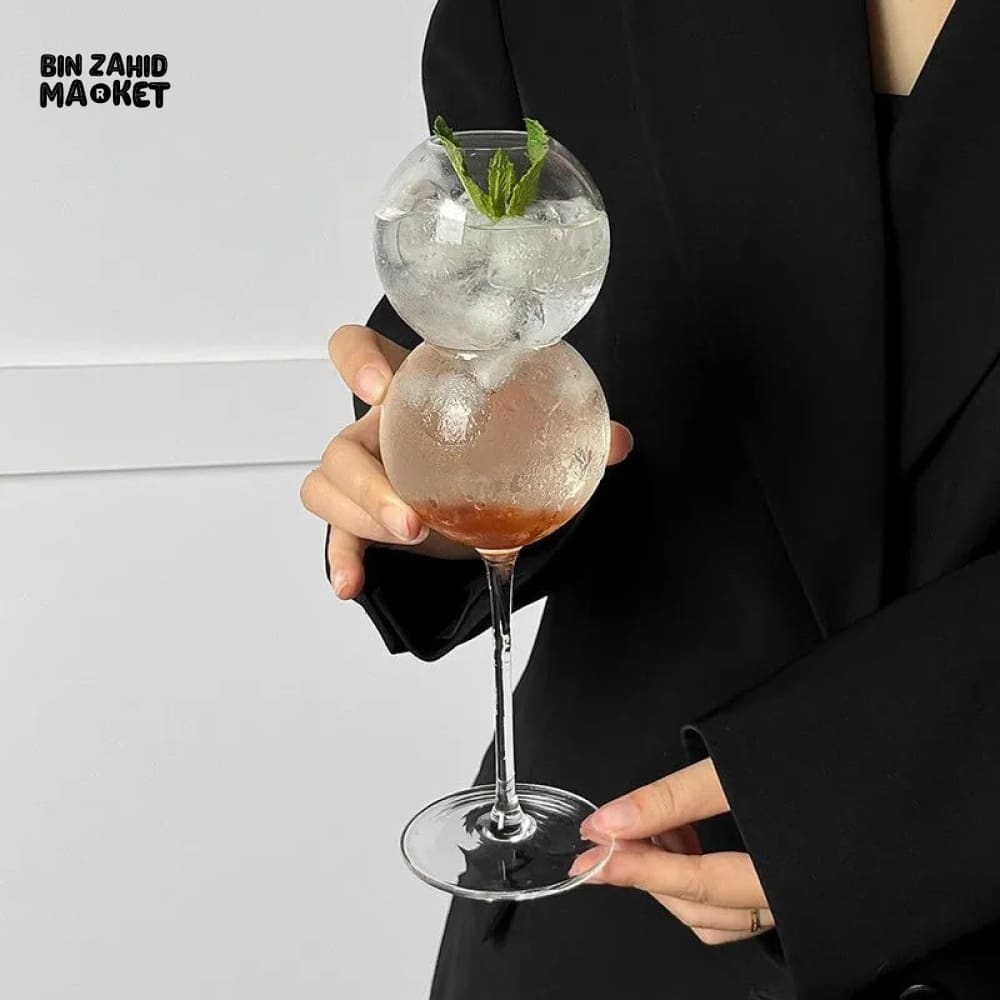 CREATIVE BUBBLE GLASS – UNIQUE ROUND CUP FOR COCKTAILS JUICE MILK & MORE - LARGE