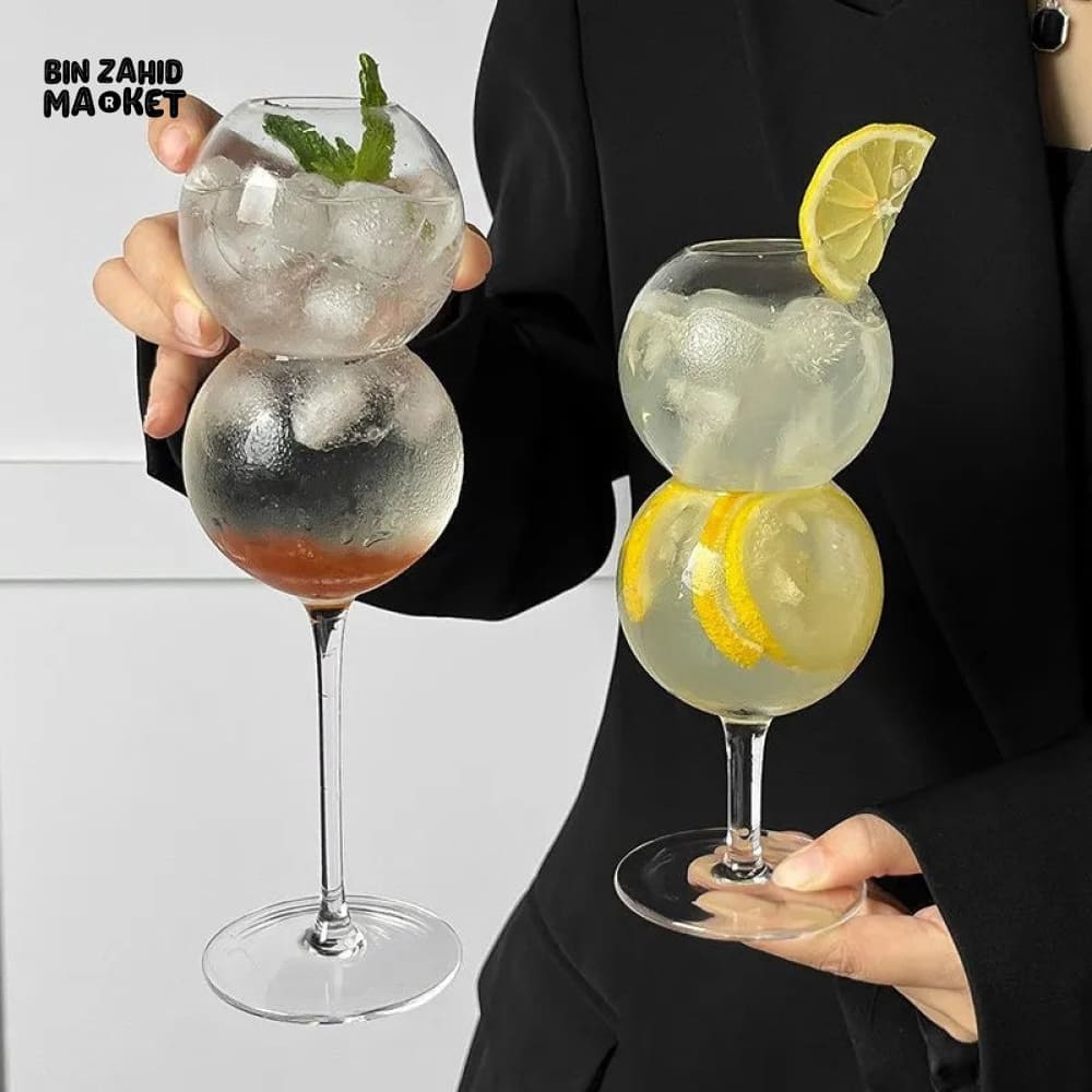 CREATIVE BUBBLE GLASS – UNIQUE ROUND CUP FOR COCKTAILS JUICE MILK & MORE - LARGE