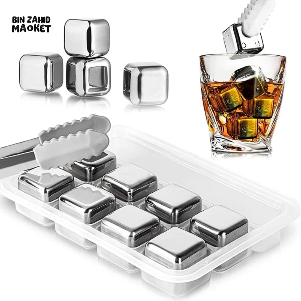 8 PIECES REUSABLE STAINLESS STEEL ICE CUBES