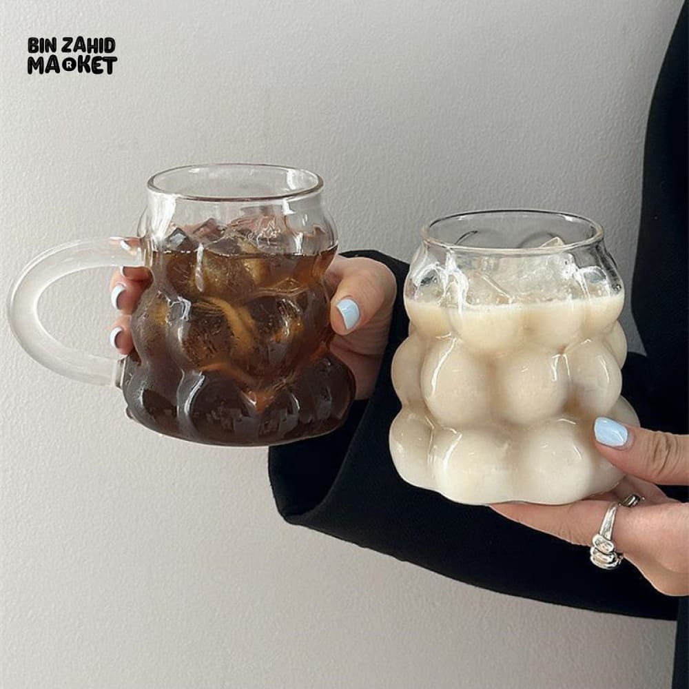 HEAT RESISTANT GLASS COFFEE MUG – CREATIVE MILK & BREAKFAST CUP - WITH HANDLE