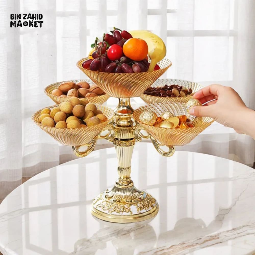5-ROTATED PETAL CRYSTAL PORCELAIN BOWL – EUROPEAN VINTAGE FRUIT & DESSERT DISPLAY TRAY PARTY SERVING PLATTER