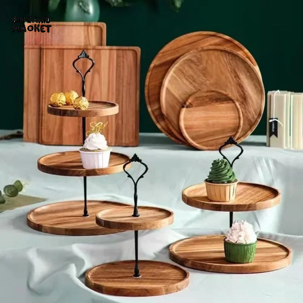 DETACHABLE CAKE STAND WOODEN EUROPEAN STYLE DESSERT HOLDER WEDDING PARTY