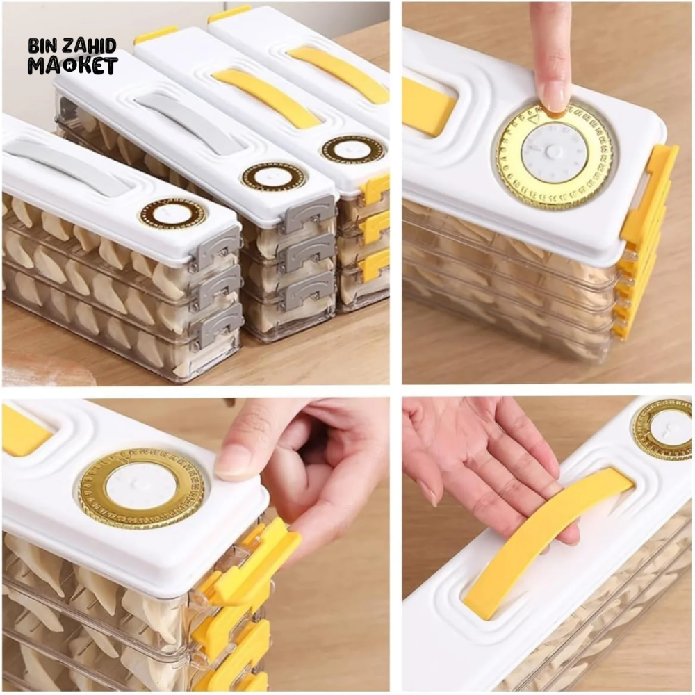 3-LAYER DUMPLING & SANDWICH STORAGE BOX FOOD GRADE PORTABLE WITH TIMING FREEZER