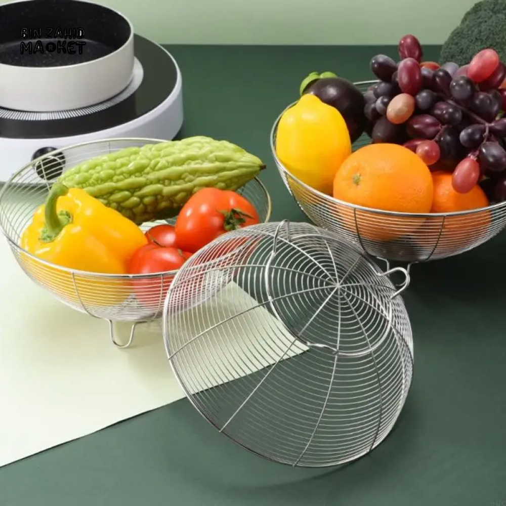 STAINLESS STEEL BASKETS FOR KITCHEN USE EASY TO USE FRUITS STORAGE BOWLS - GOLDEN