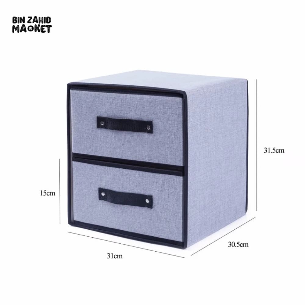 2X DRAWERS FABRIC STORAGE BOX