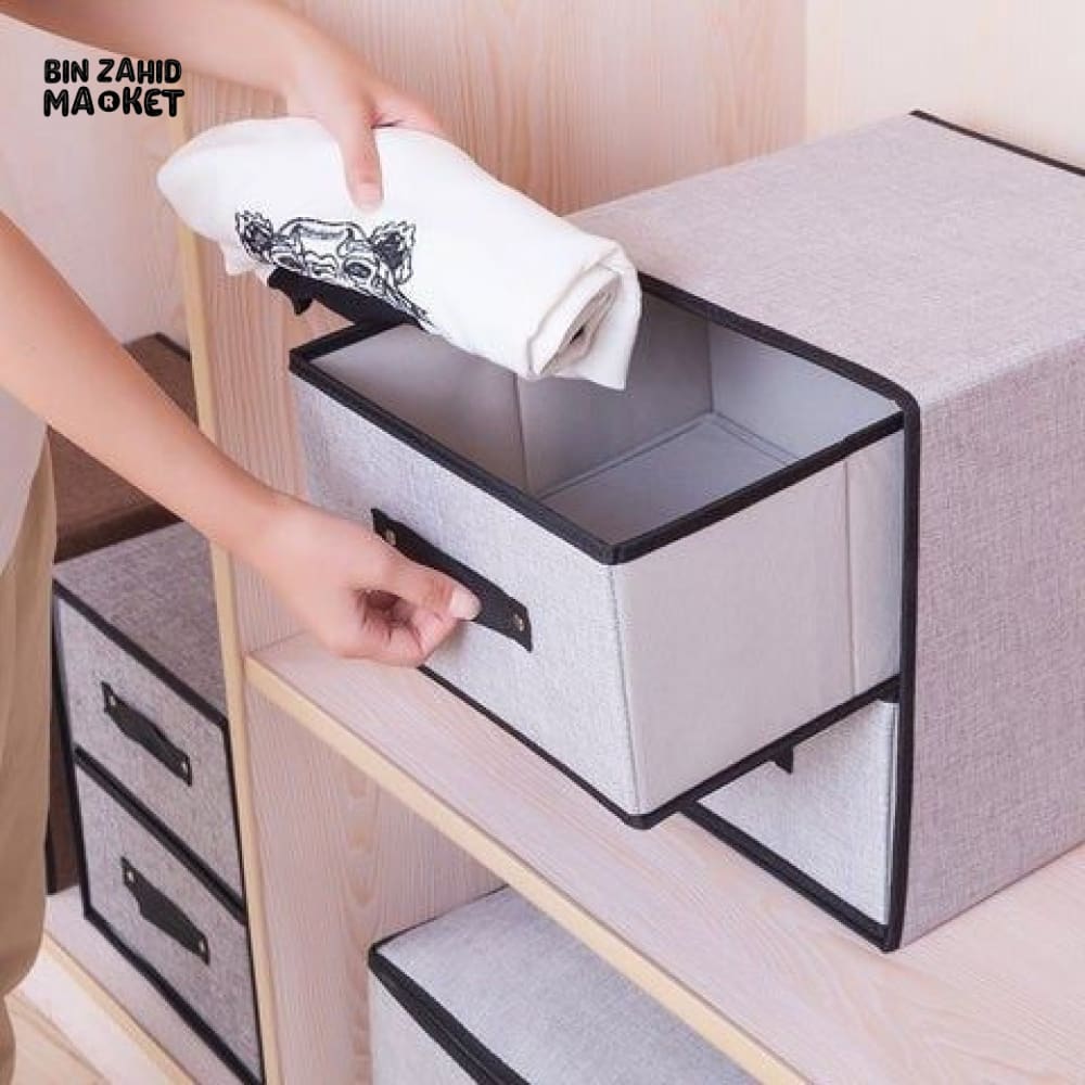 2X DRAWERS FABRIC STORAGE BOX