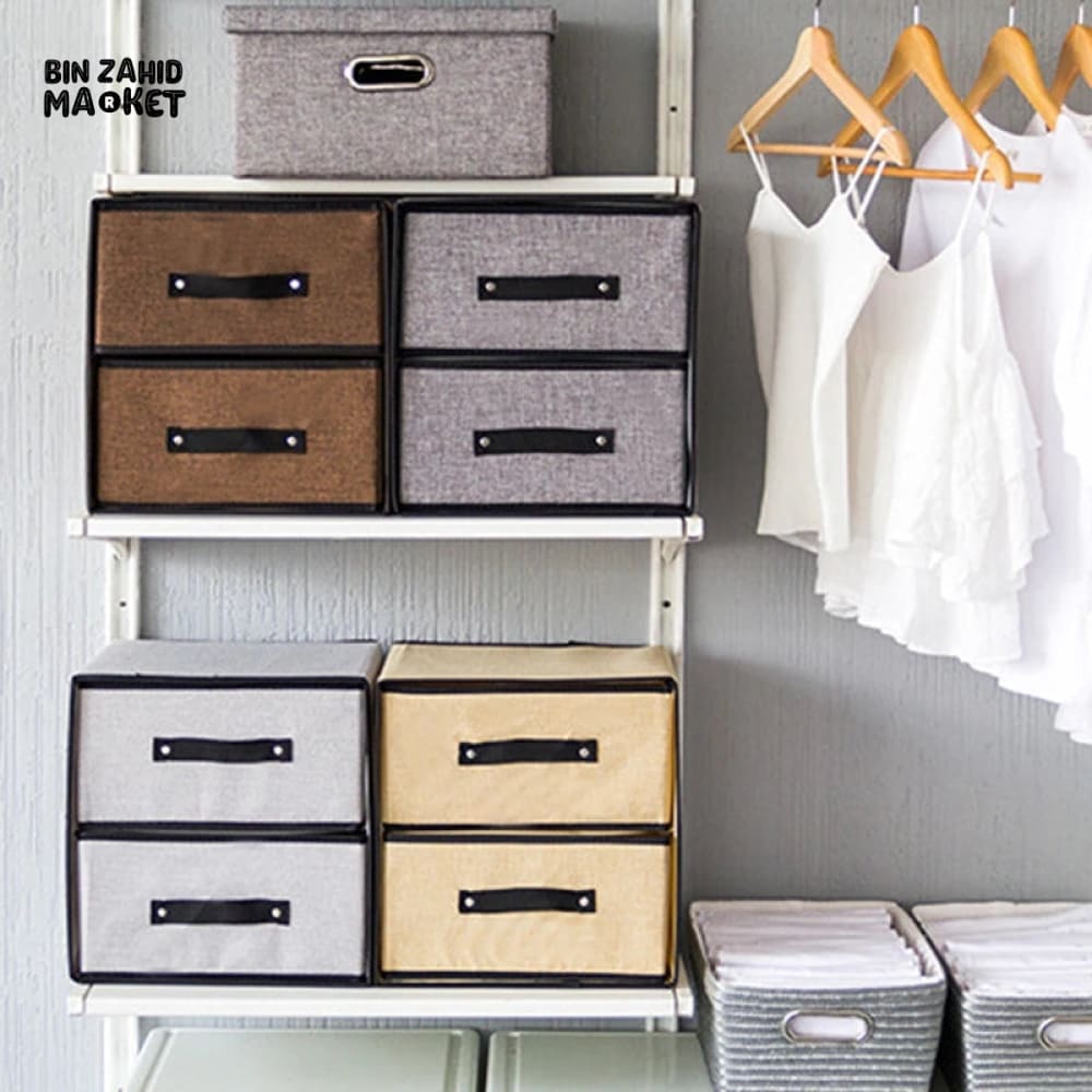 2X DRAWERS FABRIC STORAGE BOX