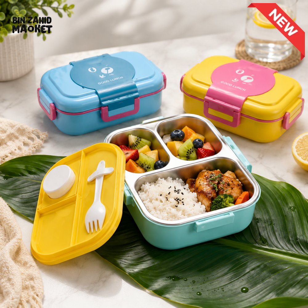 3-COMPARTMENT STAINLESS STEEL LUNCH BOX - 500 ML