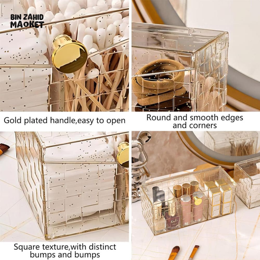 3-IN-1 DUSTPROOF COSMETIC ORGANIZER – FOR COTTON SWABS & LIPSTICKS