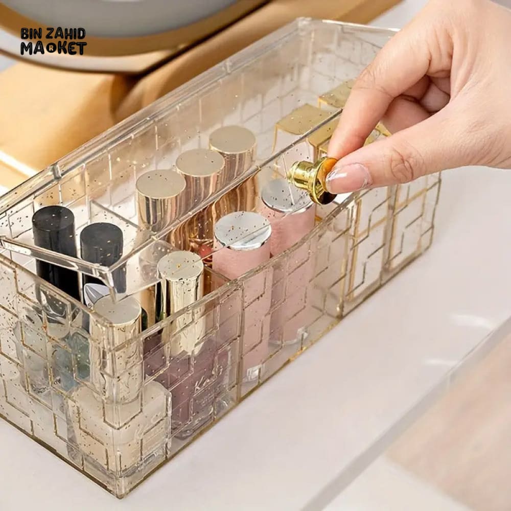 3-IN-1 DUSTPROOF COSMETIC ORGANIZER – FOR COTTON SWABS & LIPSTICKS