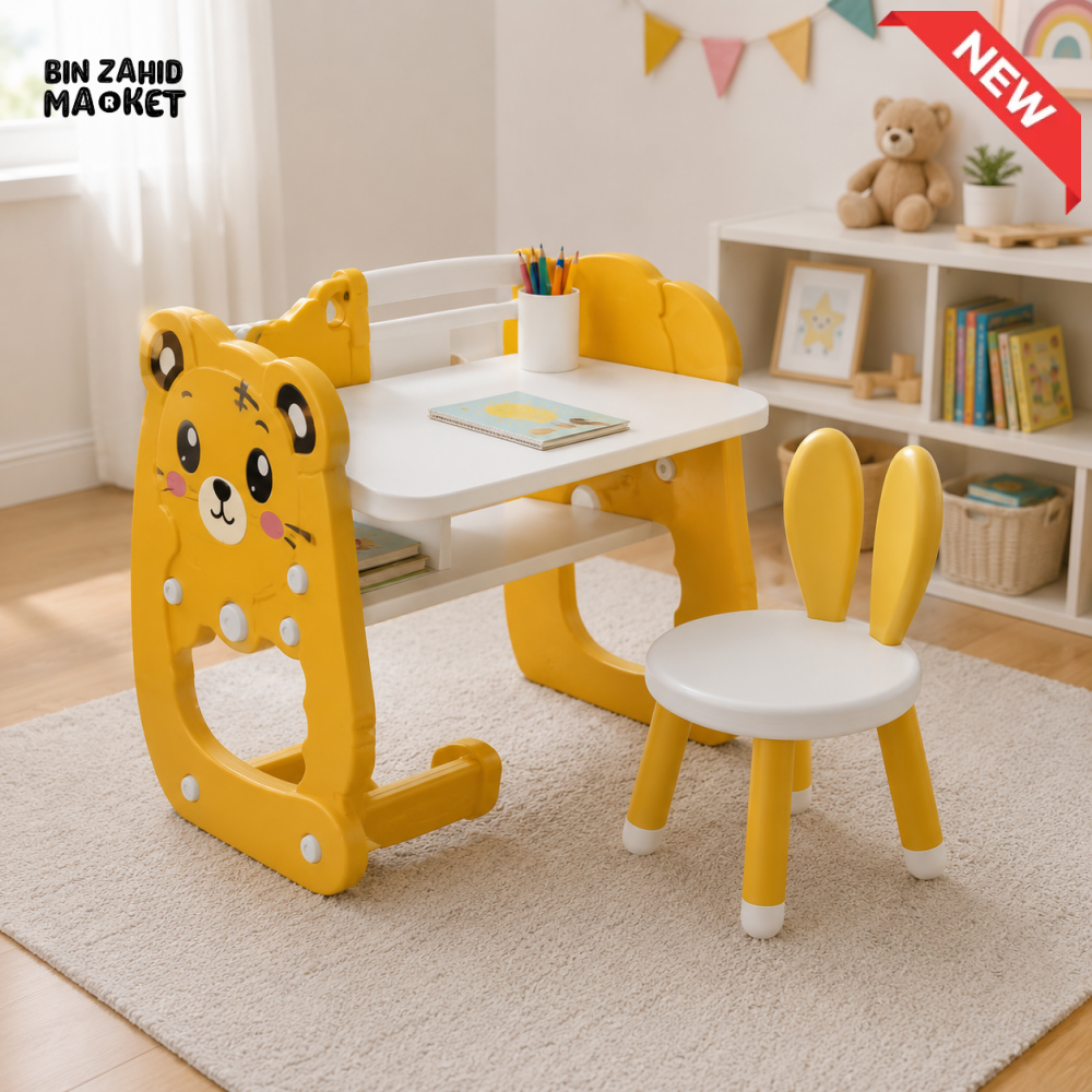 3 IN 1 KIDS STUDY TABLE AND CHAIR SET WITH ROCKING HORSE