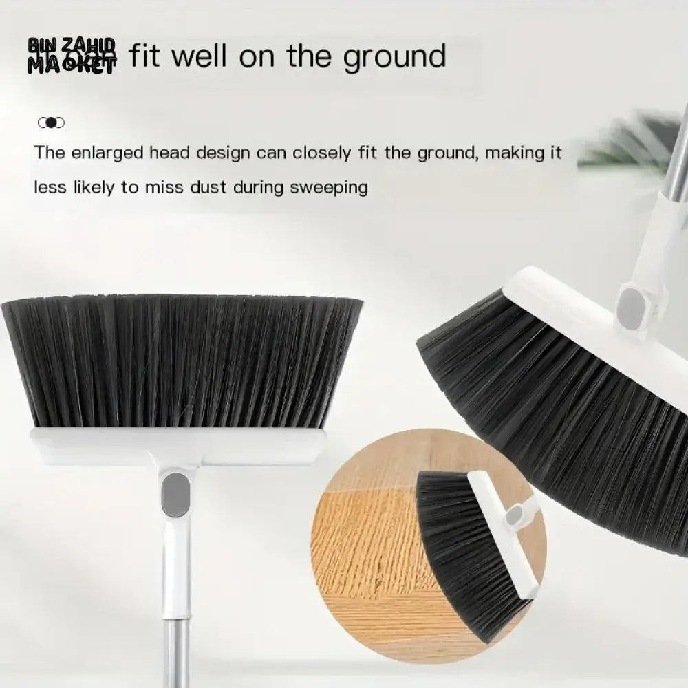 3-IN-1 ROTATING FOLDABLE MAGNETIC BROOM AND DUSTPAN SET – THICK BRISTLES FOR PET HAIR REMOVAL & HOUSE CLEANING