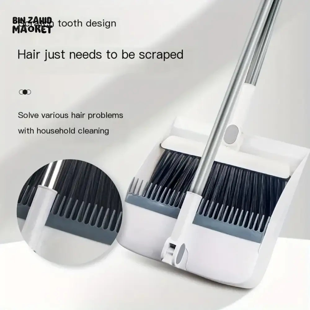 3-IN-1 ROTATING FOLDABLE MAGNETIC BROOM AND DUSTPAN SET – THICK BRISTLES FOR PET HAIR REMOVAL & HOUSE CLEANING