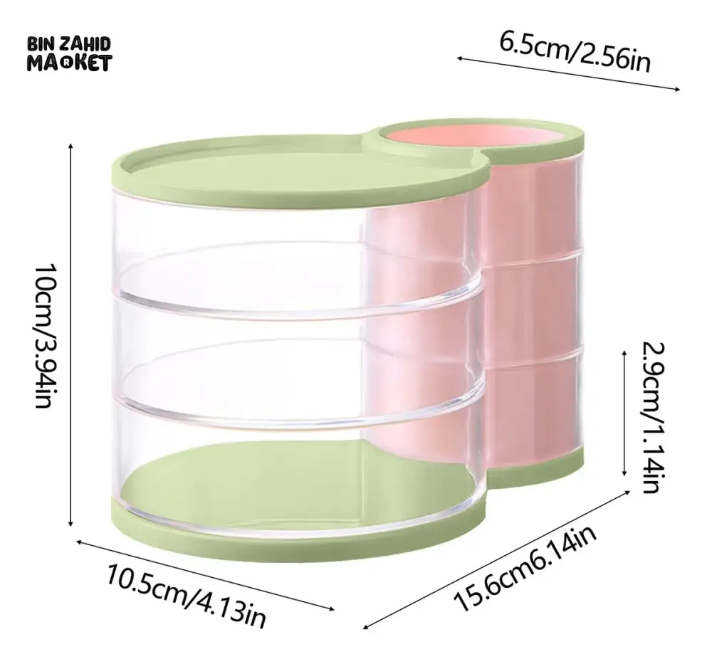 3-LAYER MAKEUP BRUSH STAND – JEWELRY & COSMETIC ORGANIZER