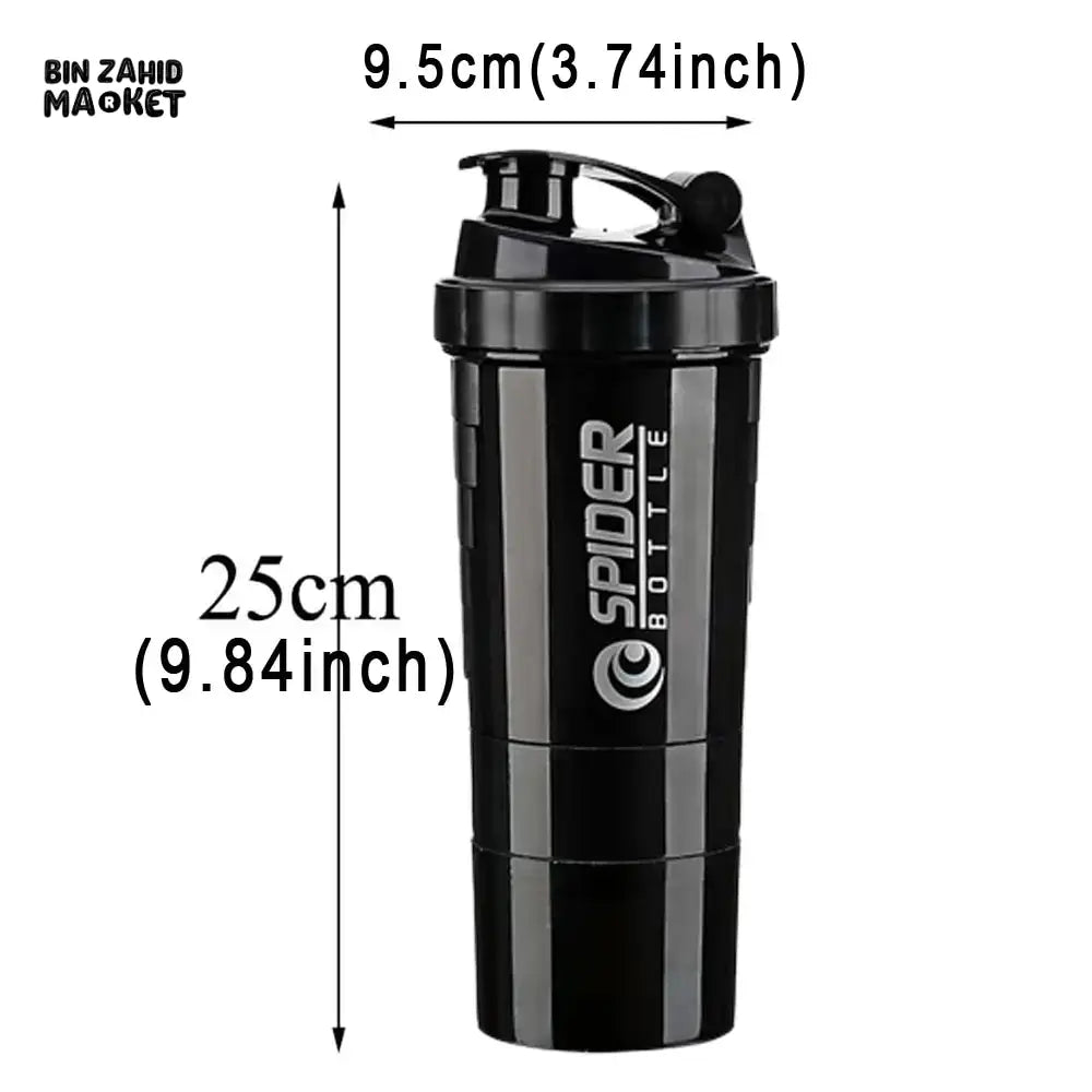 3-LAYER PROTEIN SHAKER BOTTLE – POWDER STORAGE MIXING CUP FOR GYM