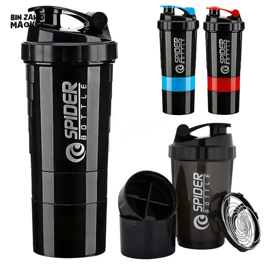 3-LAYER PROTEIN SHAKER BOTTLE – POWDER STORAGE MIXING CUP FOR GYM