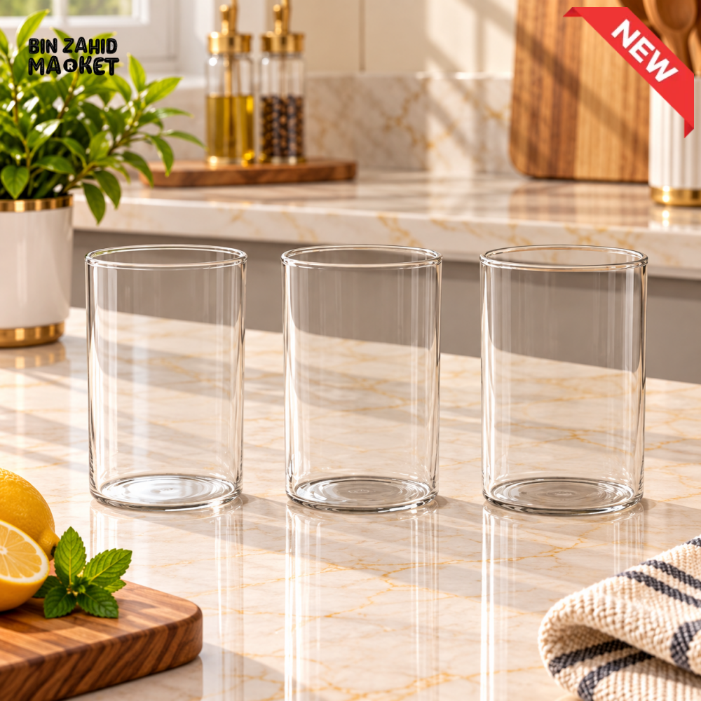 3-PIECE CLEAR SHORT CYLINDER DRINKING GLASS SET - Glasses