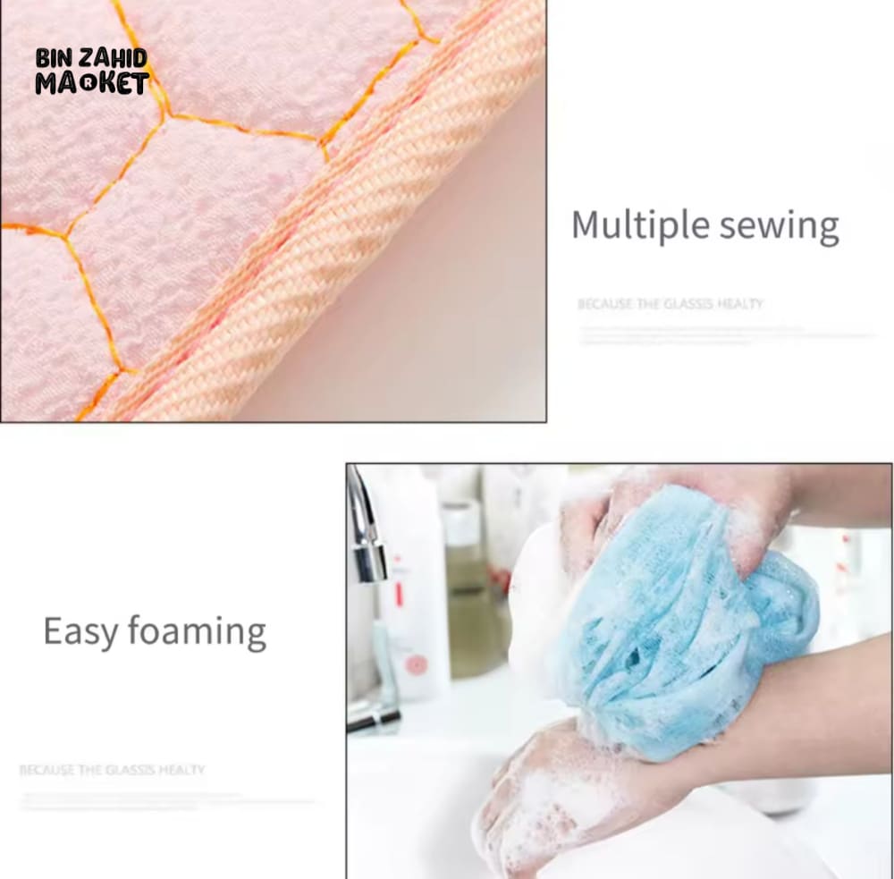 3 PIECES SET – BATH SCRUB BACK BELT BODY WASH TOWEL & SPA GLOVE FOR FULL BODY CLEANSE