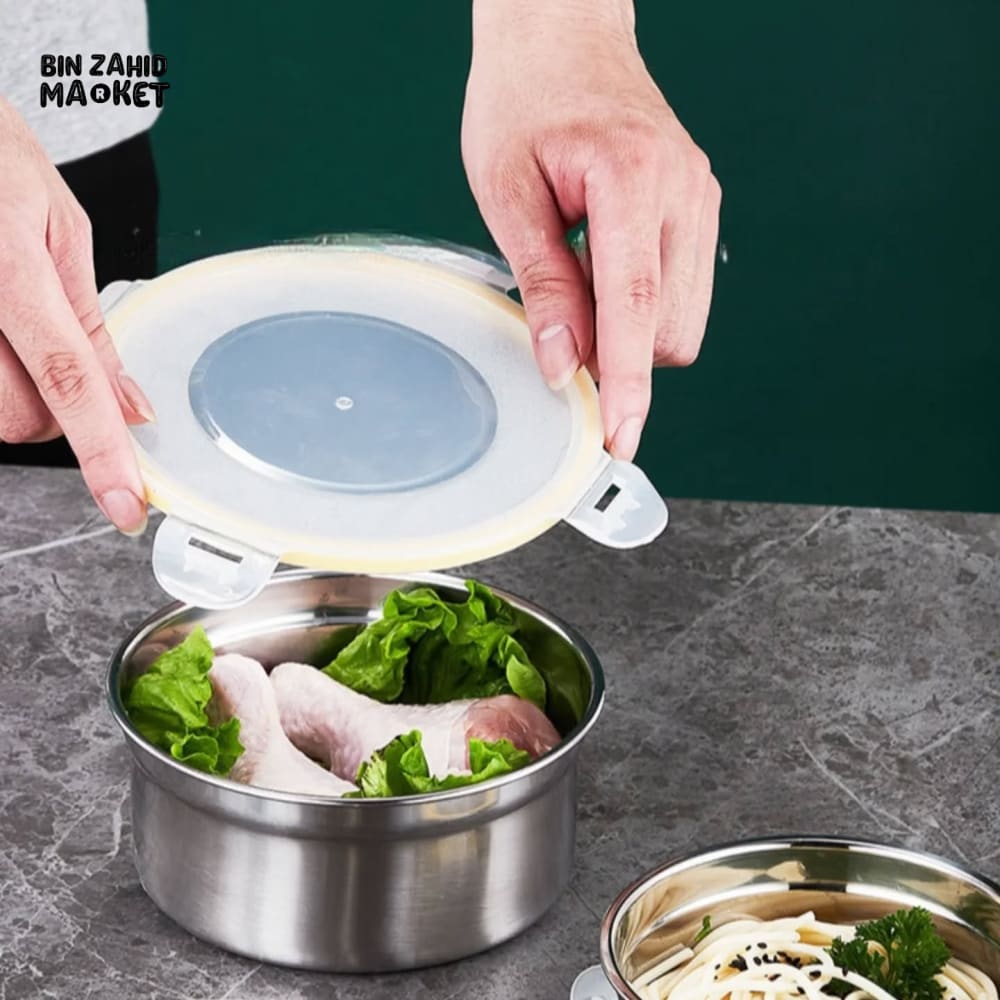 3 PIECES STAINLESS STEEL LUNCH & STORAGE BOXES – 304 GRADE AIRTIGHT & MULTI-PURPOSE