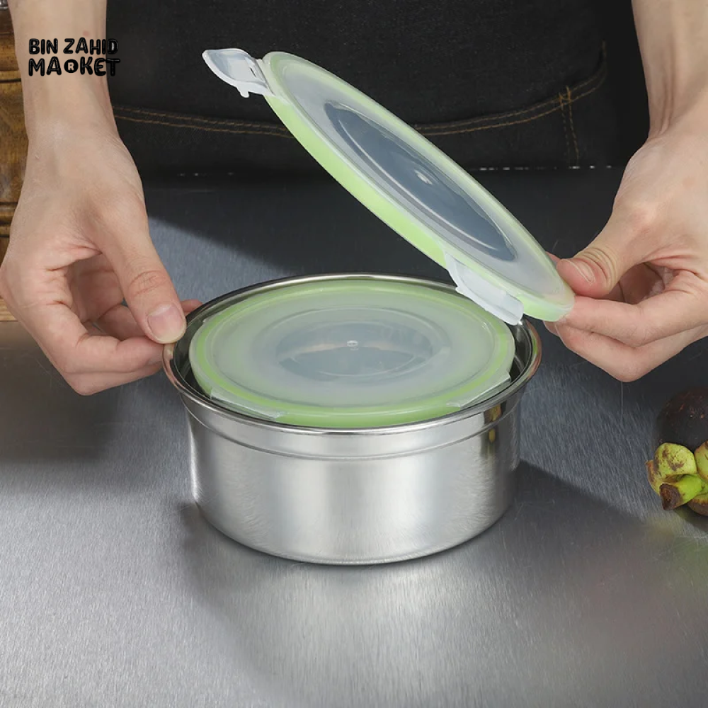 3 PIECES STAINLESS STEEL LUNCH & STORAGE BOXES – 304 GRADE AIRTIGHT & MULTI-PURPOSE