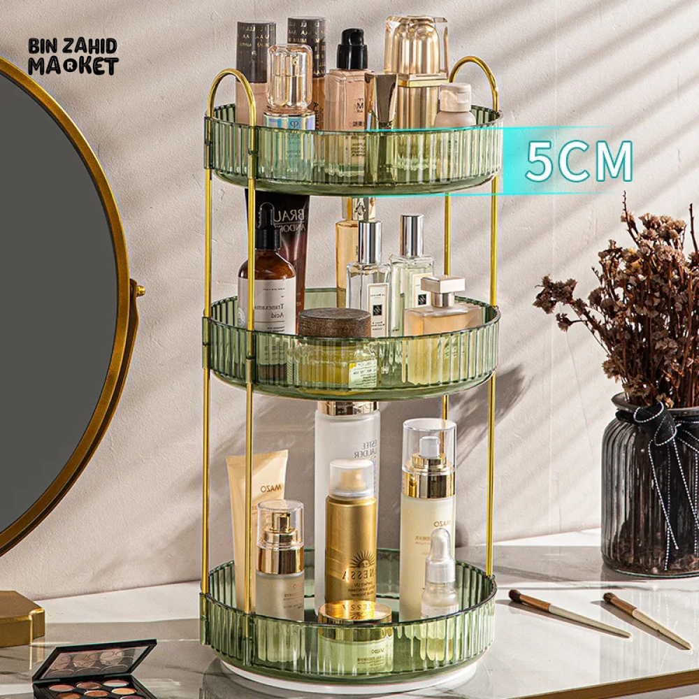 3-TIER MAKEUP ORGANIZER STAND MULTIFUNCTIONAL COSMETIC & SKINCARE STORAGE RACK FOR VANITY OR BATHROOM