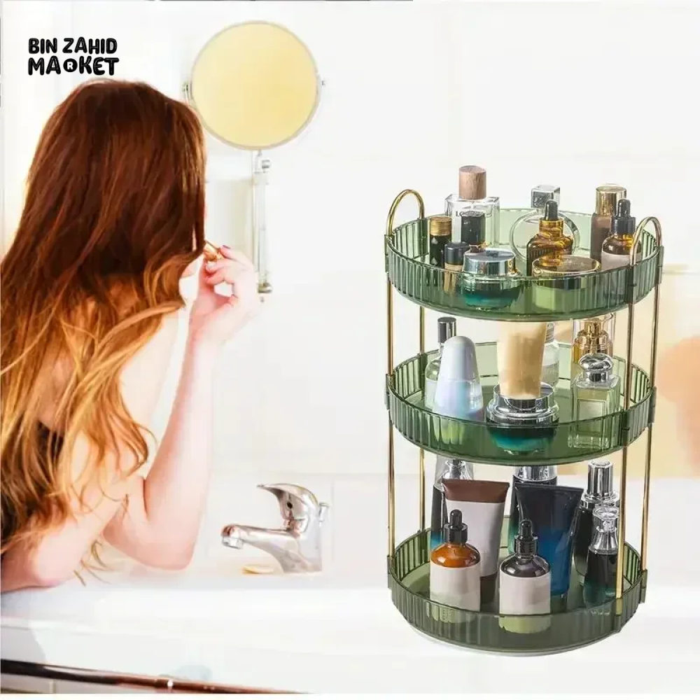 3-TIER MAKEUP ORGANIZER STAND MULTIFUNCTIONAL COSMETIC & SKINCARE STORAGE RACK FOR VANITY OR BATHROOM