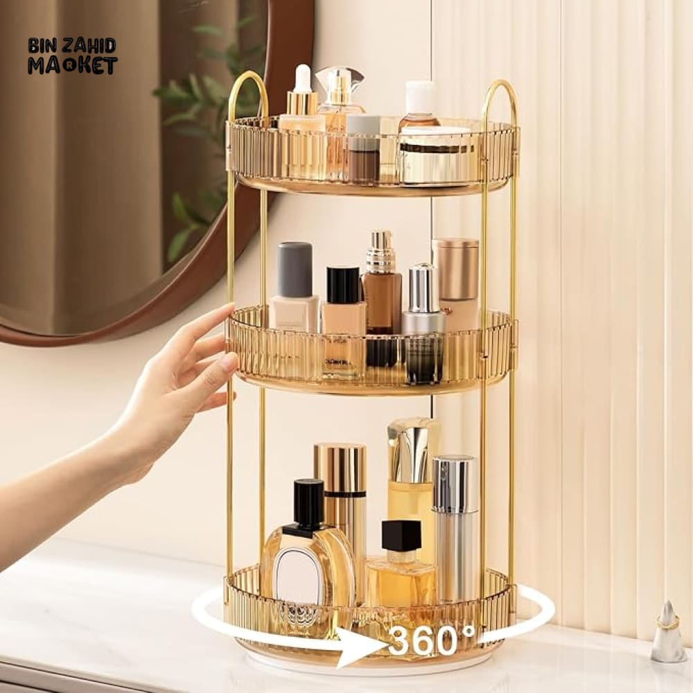 3-TIER MAKEUP ORGANIZER STAND MULTIFUNCTIONAL COSMETIC & SKINCARE STORAGE RACK FOR VANITY OR BATHROOM