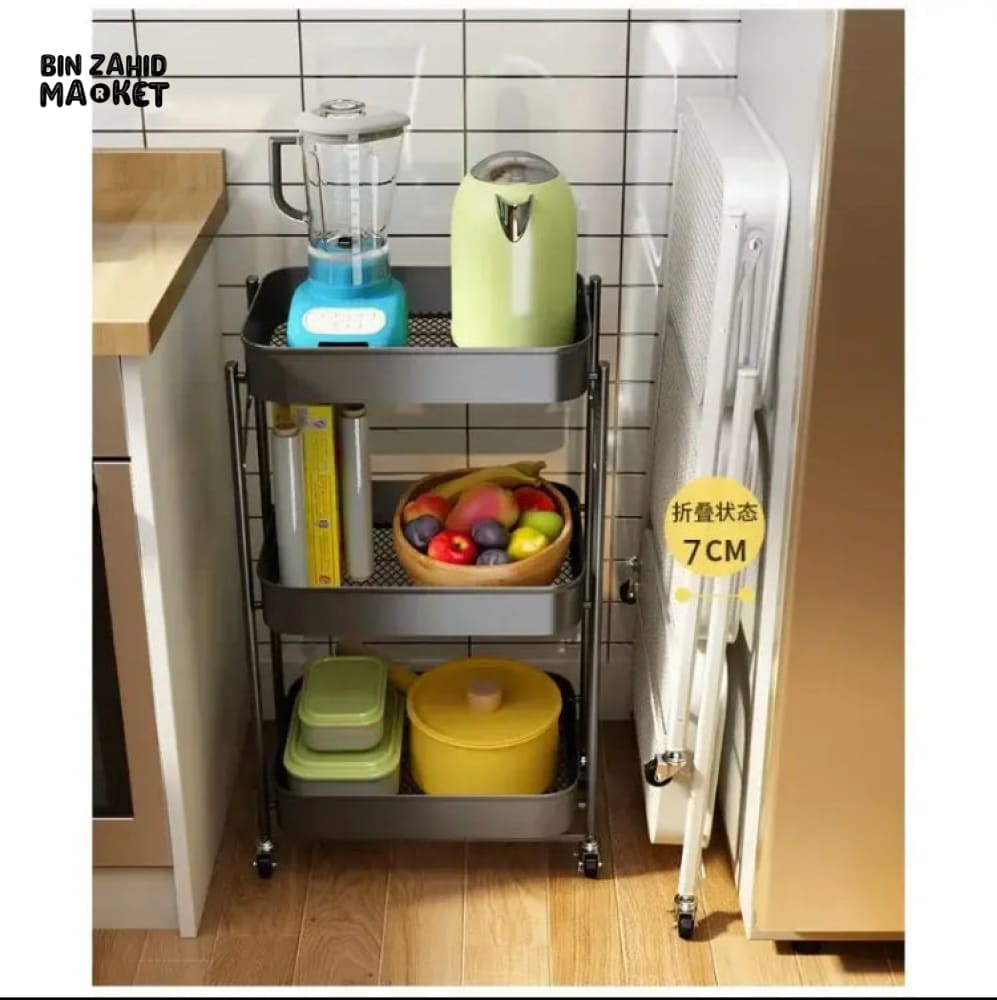 3-TIERS METAL TROLLEY CART WITH WHEELS