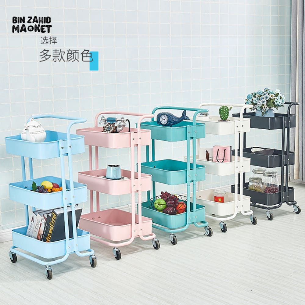 3-TIERS METAL TROLLEY CART WITH WHEELS