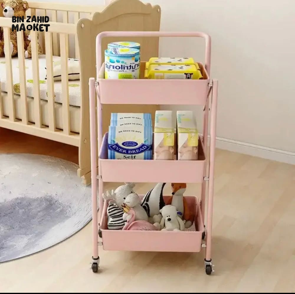 3-TIERS METAL TROLLEY CART WITH WHEELS