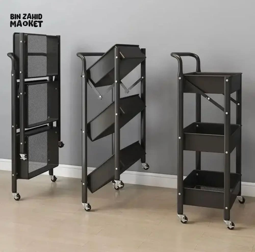 3-TIERS METAL TROLLEY CART WITH WHEELS