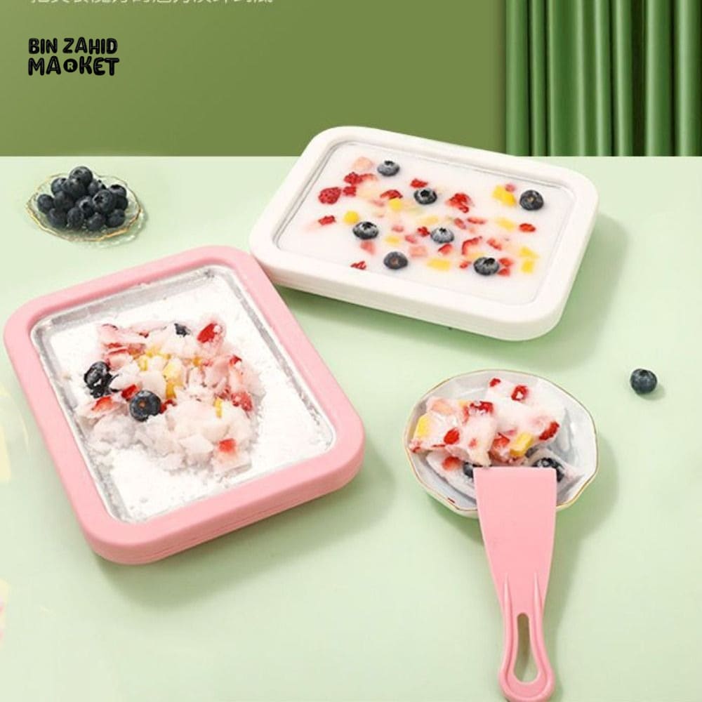 304 STAINLESS STEEL ICE CREAM ROLL MACHINE WITH SCOOP – RECTANGULAR DEEPENED COLD PLATE SORBET MAKER FOR HOME