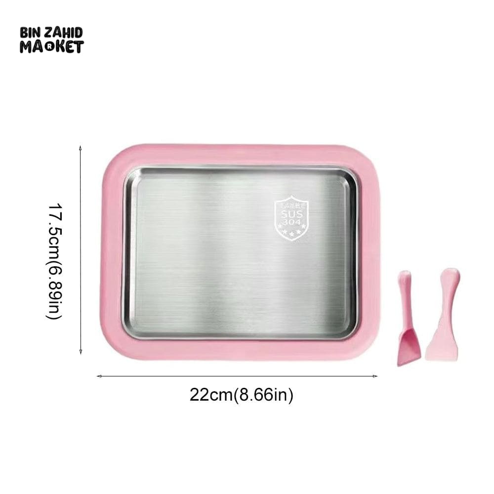 304 STAINLESS STEEL ICE CREAM ROLL MACHINE WITH SCOOP – RECTANGULAR DEEPENED COLD PLATE SORBET MAKER FOR HOME