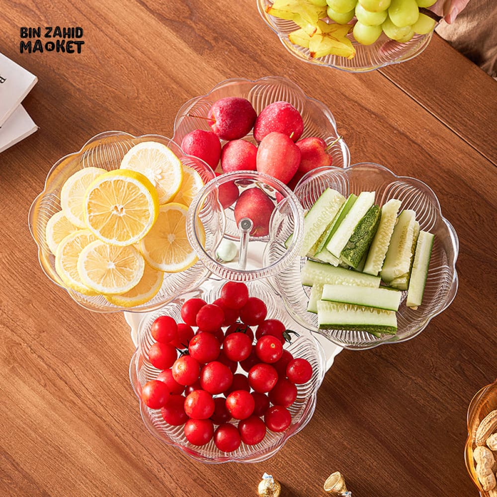 360° ROTATABLE LUXURY FRUIT PLATE – TEA TABLE SNACK & CANDY TRAY ELEGANT FRONT DESK DISPLAY