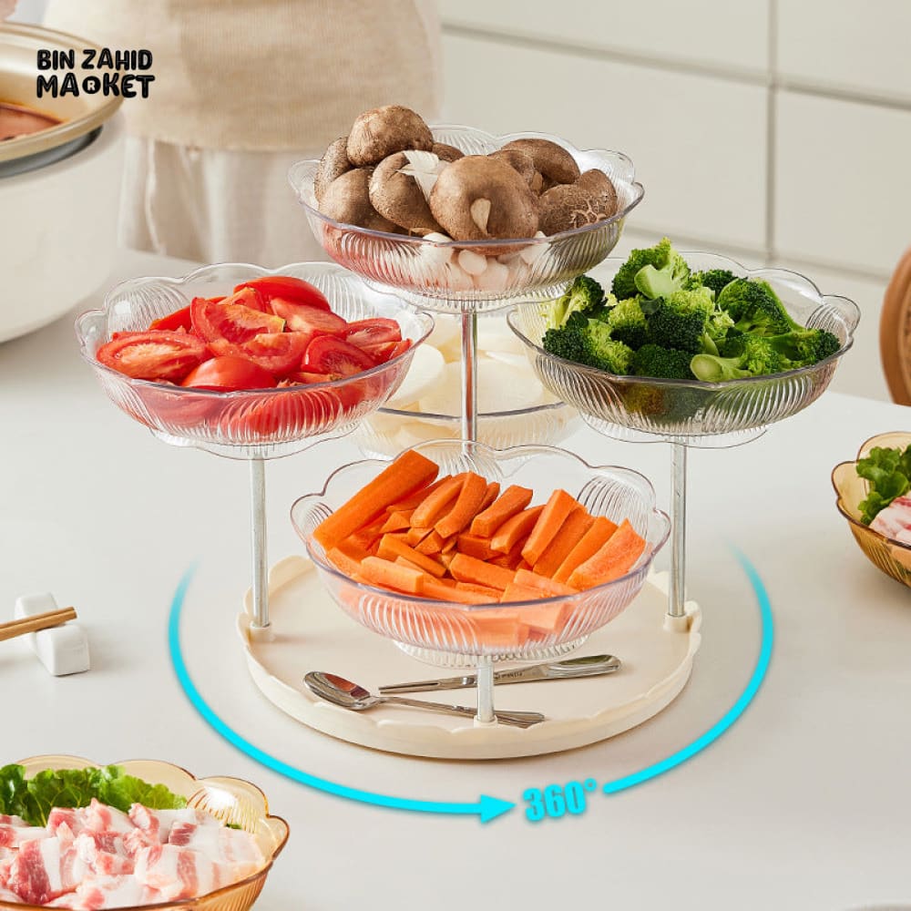 360° ROTATABLE LUXURY FRUIT PLATE – TEA TABLE SNACK & CANDY TRAY ELEGANT FRONT DESK DISPLAY