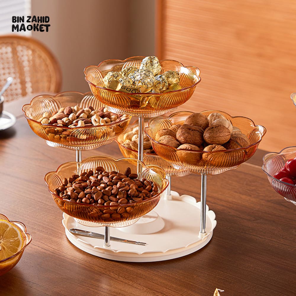 360° ROTATABLE LUXURY FRUIT PLATE – TEA TABLE SNACK & CANDY TRAY ELEGANT FRONT DESK DISPLAY