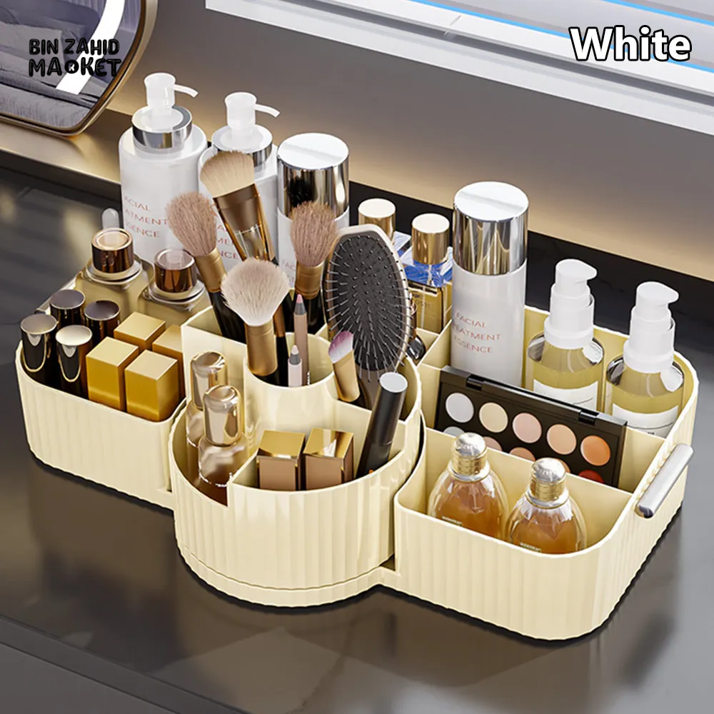 360° ROTATING COSMETIC STORAGE BOX – MULTIFUNCTIONAL SHELF WITH LARGE STORAGE