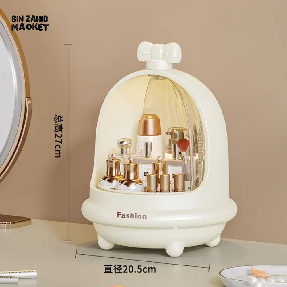 360° ROTATING MAKEUP ORGANIZER – DUST & WATER-PROOF LARGE STORAGE BOX
