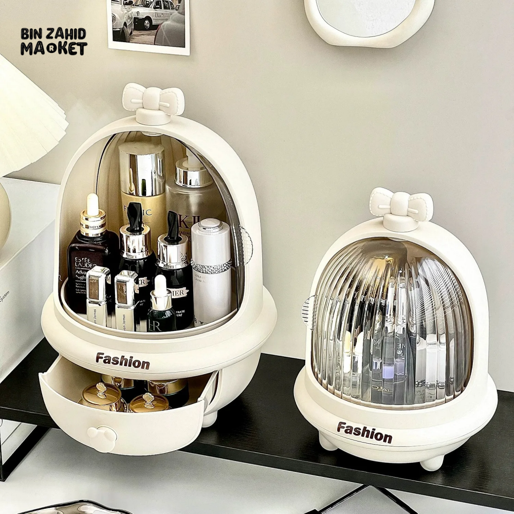 360° ROTATING MAKEUP ORGANIZER – DUST & WATER-PROOF LARGE STORAGE BOX