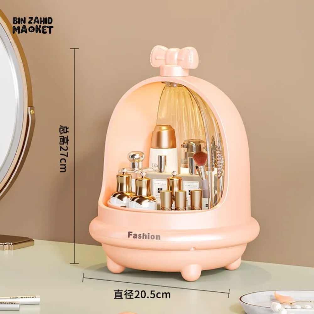 360° ROTATING MAKEUP ORGANIZER – DUST & WATER-PROOF LARGE STORAGE BOX