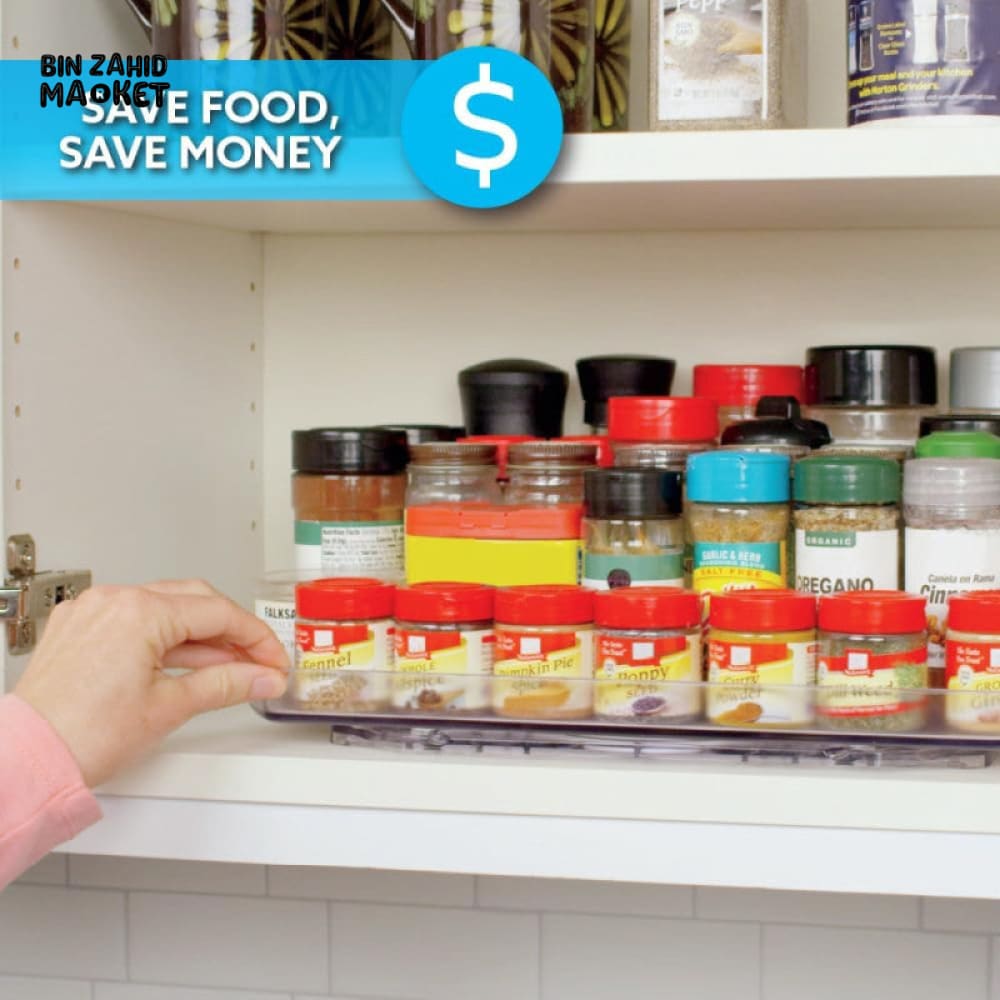 360° ROTATING ORGANIZER – MULTIPURPOSE SPICE RACK & REFRIGERATOR STORAGE TURNTABLE