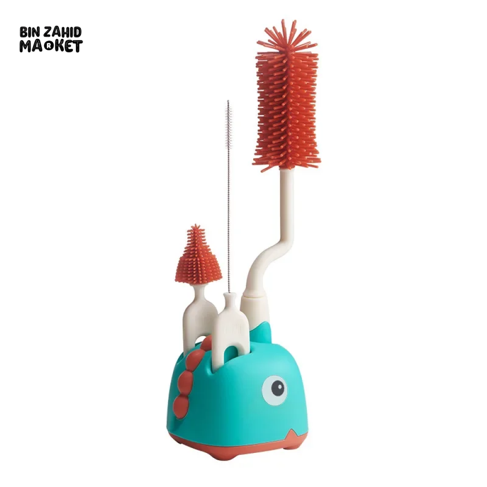 360° ROTATING SILICONE BABY BOTTLE BRUSH SET STRAW & CUP CLEANING KIT MILK BOTTLE WASHING BRUSH